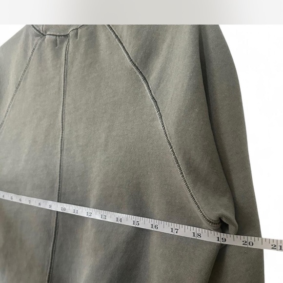 |John Elliot| Men's Fitted Cotton Crewneck Sweater in Washed Olive Green Sz SM - Picture 7 of 7